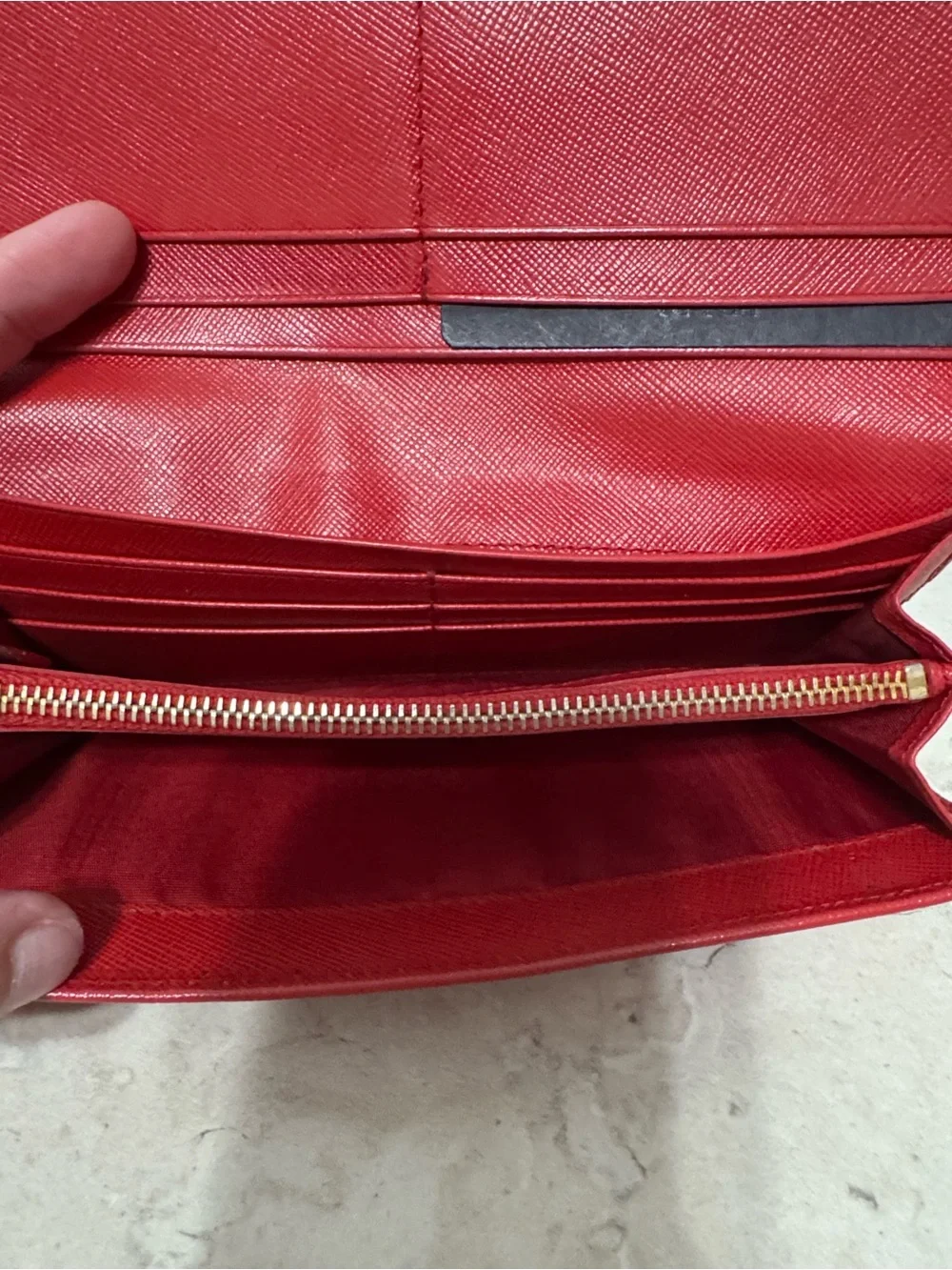 Prada Red Saffiano Leather Long Wallet with COA - Picture 8 of 8